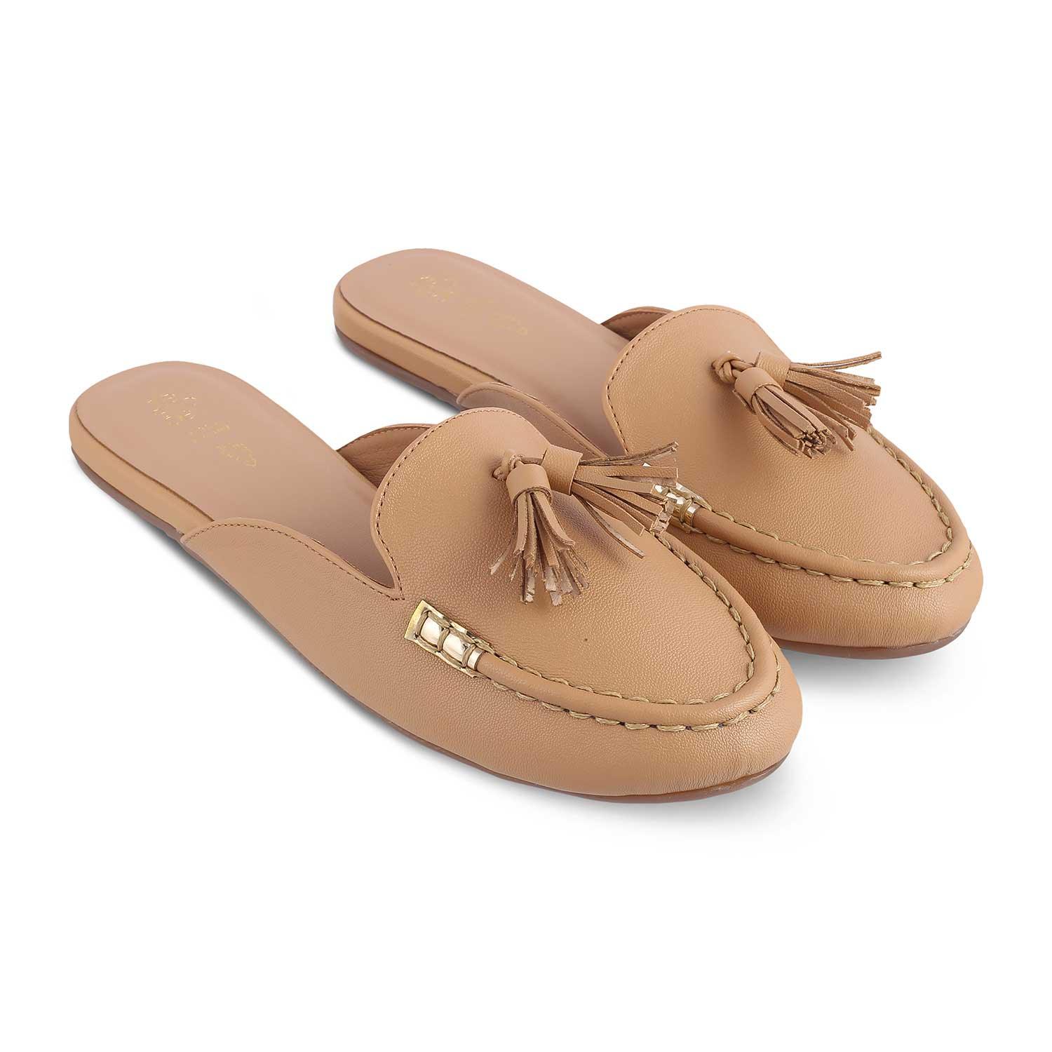 The Massle Beige Women's Dress Tassel Mules Tresmode - Tresmode