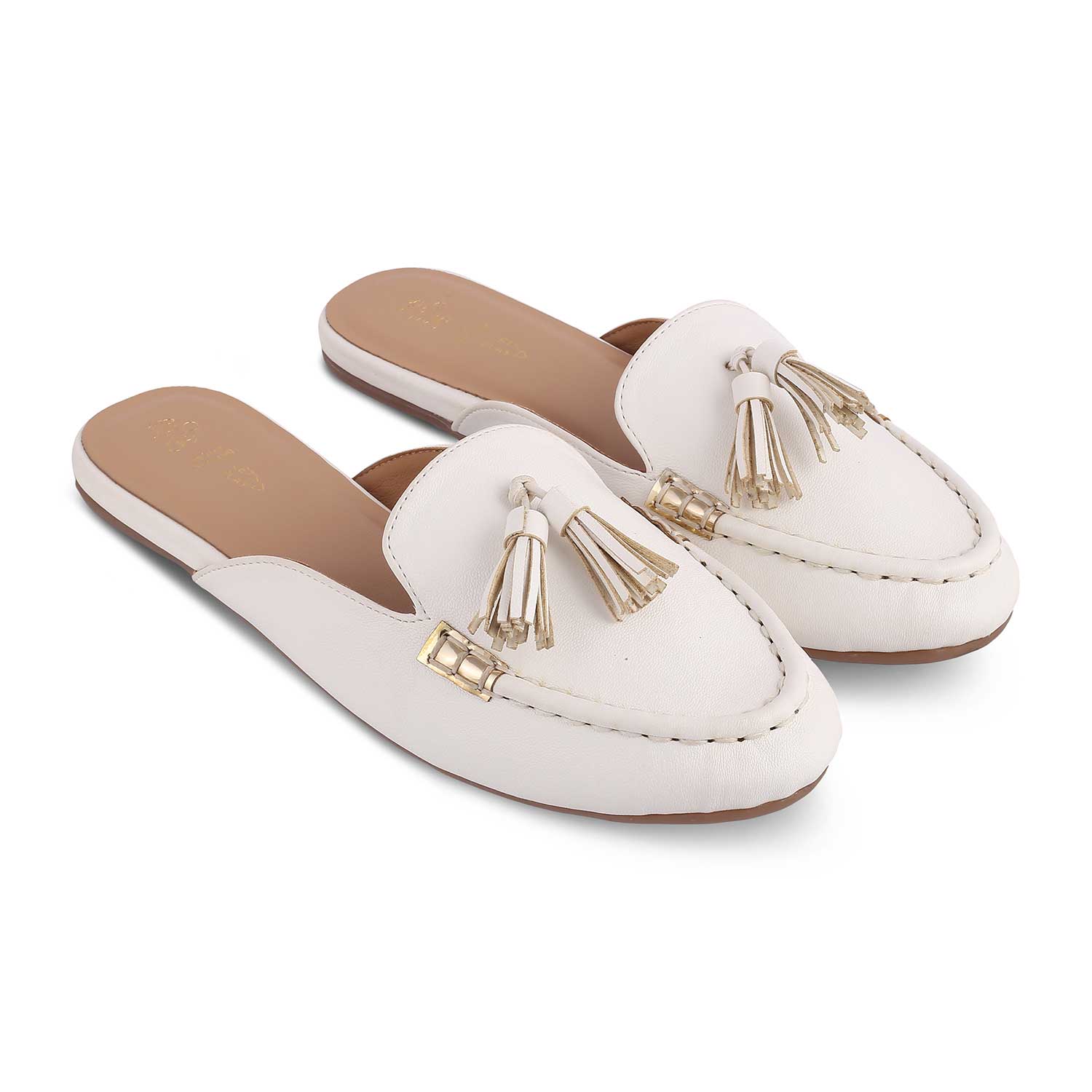 The Massle White Women's Dress Tassel Mules Tresmode - Tresmode