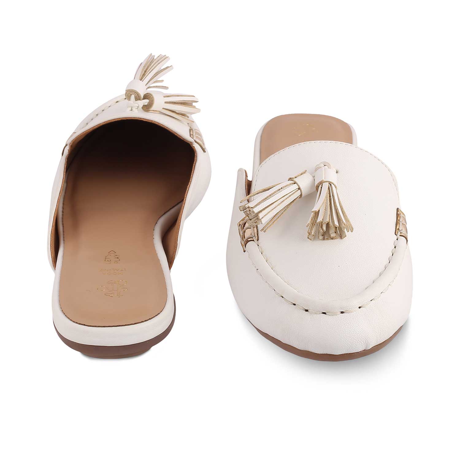 The Massle White Women's Dress Tassel Mules Tresmode - Tresmode