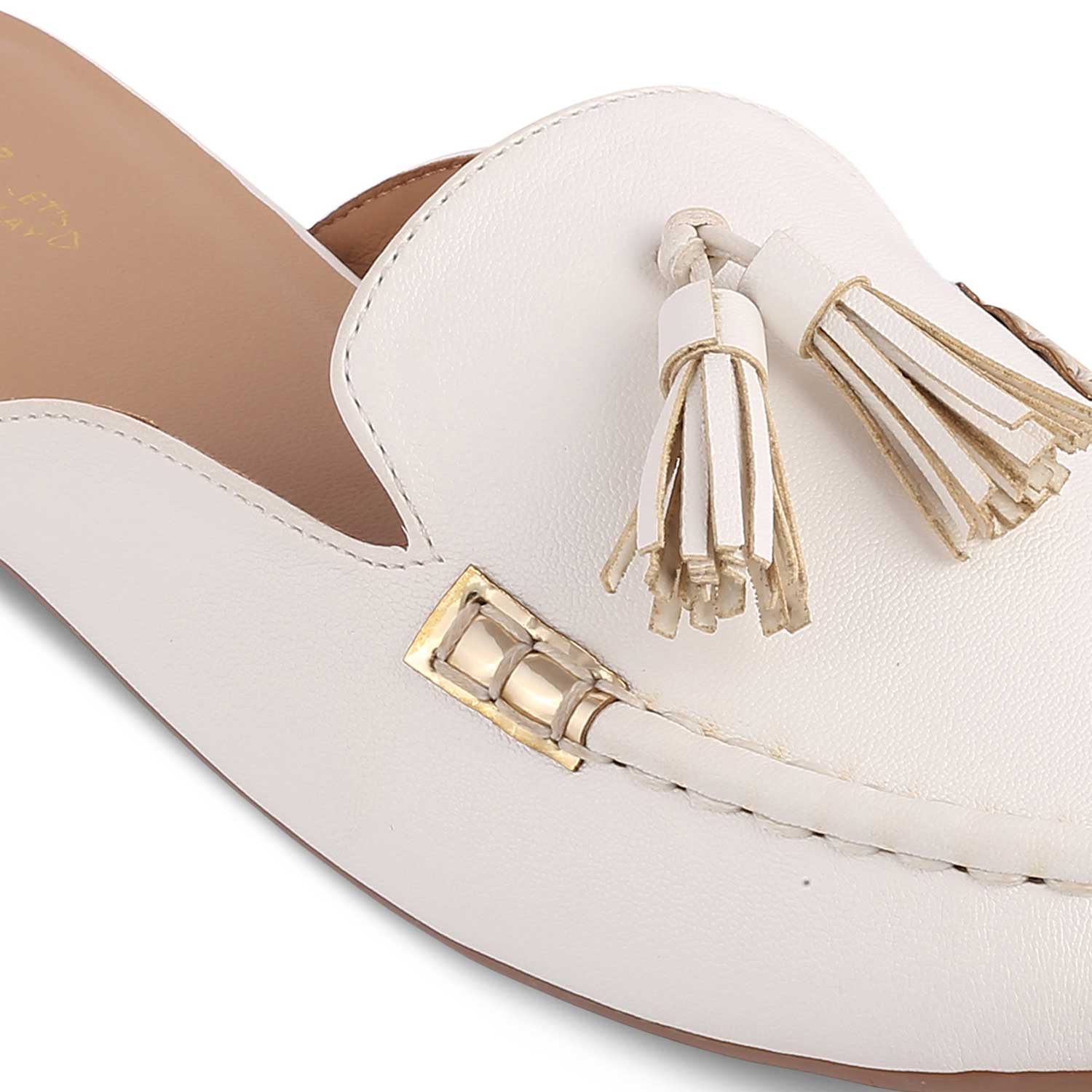 The Massle White Women's Dress Tassel Mules Tresmode - Tresmode