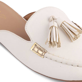 The Massle White Women's Dress Tassel Mules Tresmode - Tresmode