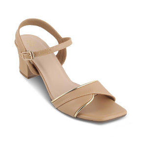 The Max Beige Women's Dress Block Heel Sandals Tresmode - Tresmode