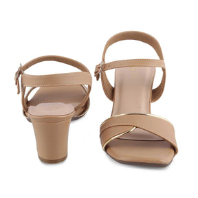 The Max Beige Women's Dress Block Heel Sandals Tresmode - Tresmode