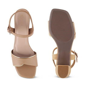 The Max Beige Women's Dress Block Heel Sandals Tresmode - Tresmode