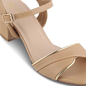 The Max Beige Women's Dress Block Heel Sandals Tresmode - Tresmode