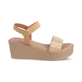 The Medge Beige Women's Dress Wedge Sandals Tresmode - Tresmode