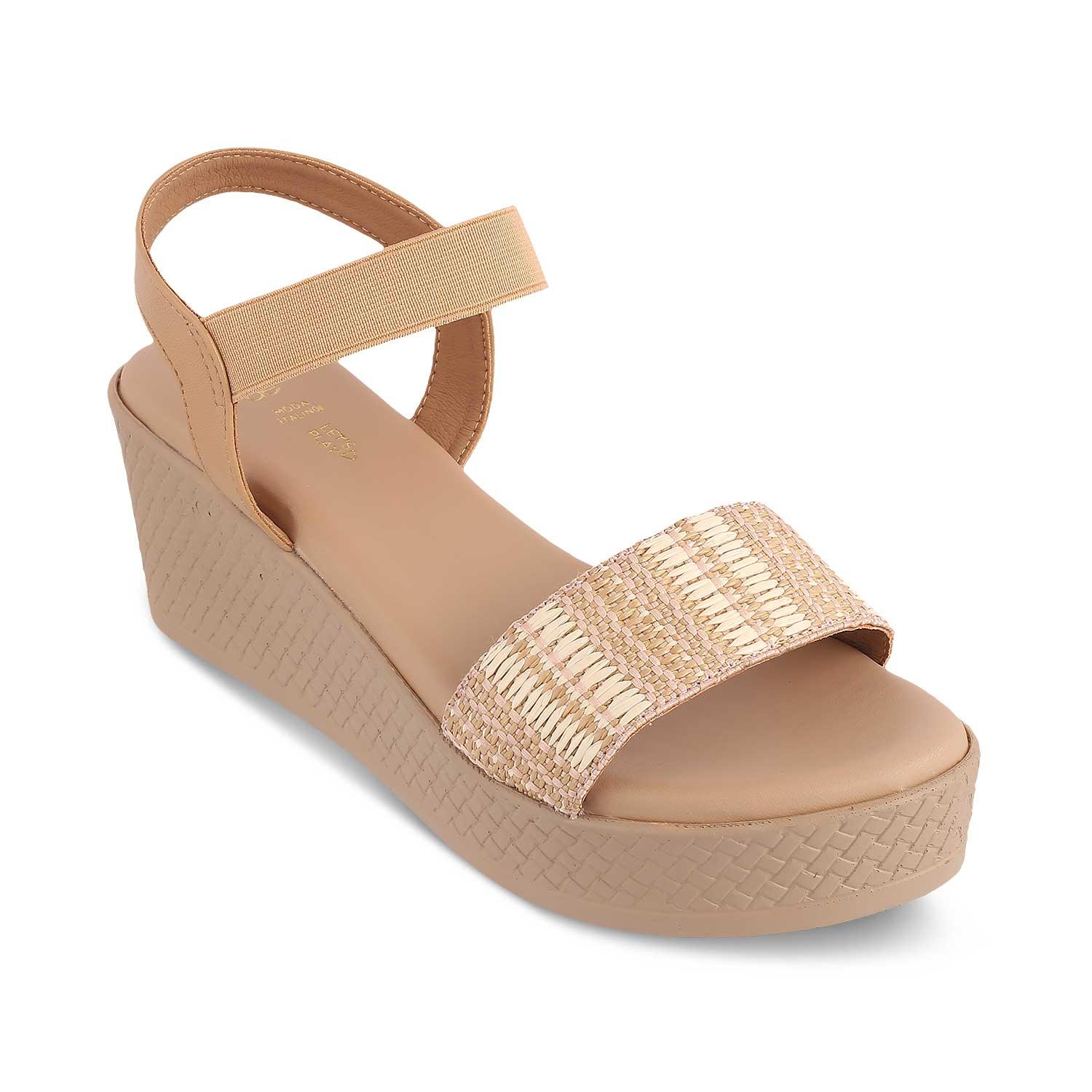 The Medge Beige Women's Dress Wedge Sandals Tresmode - Tresmode