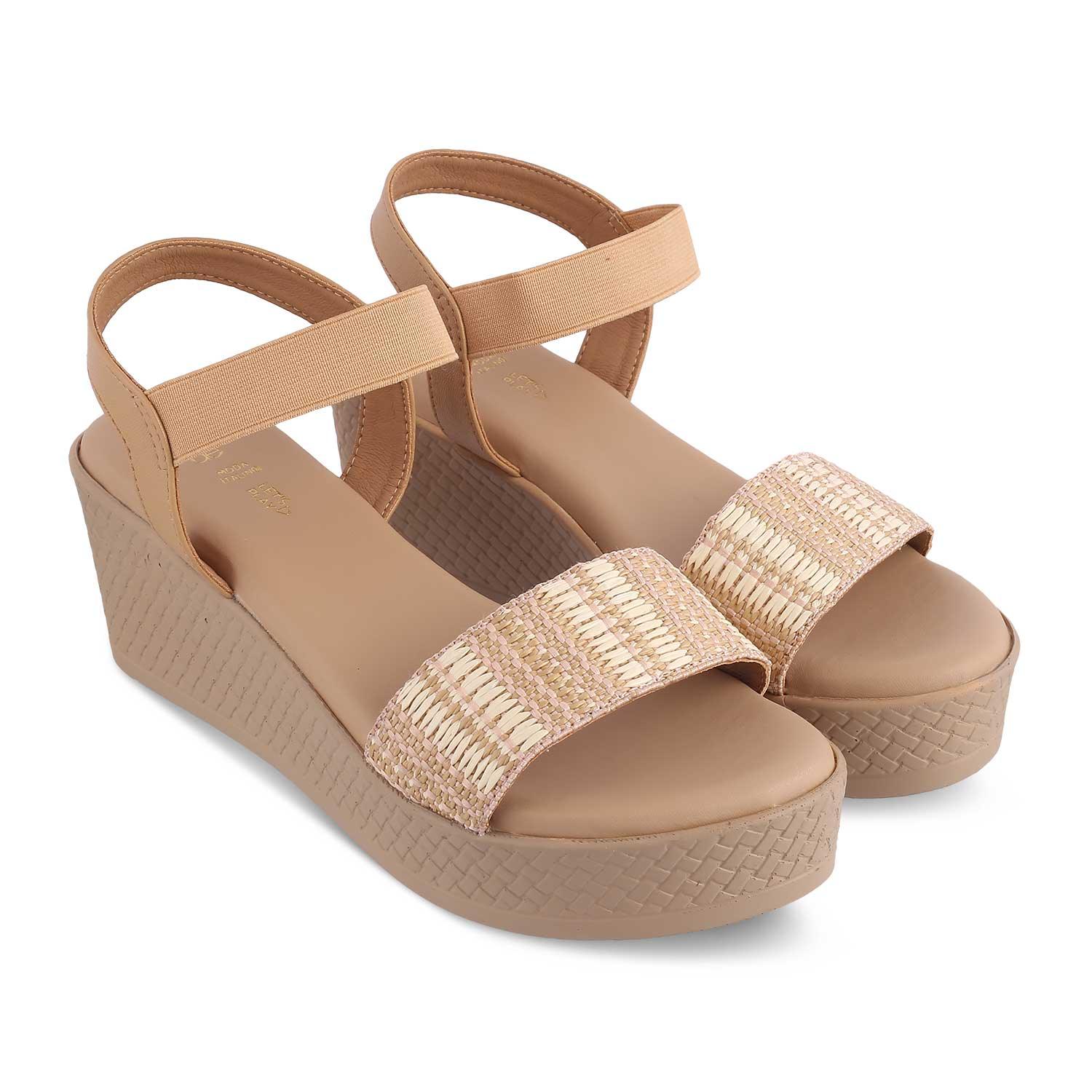 The Medge Beige Women's Dress Wedge Sandals Tresmode - Tresmode