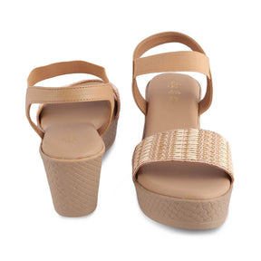 The Medge Beige Women's Dress Wedge Sandals Tresmode - Tresmode