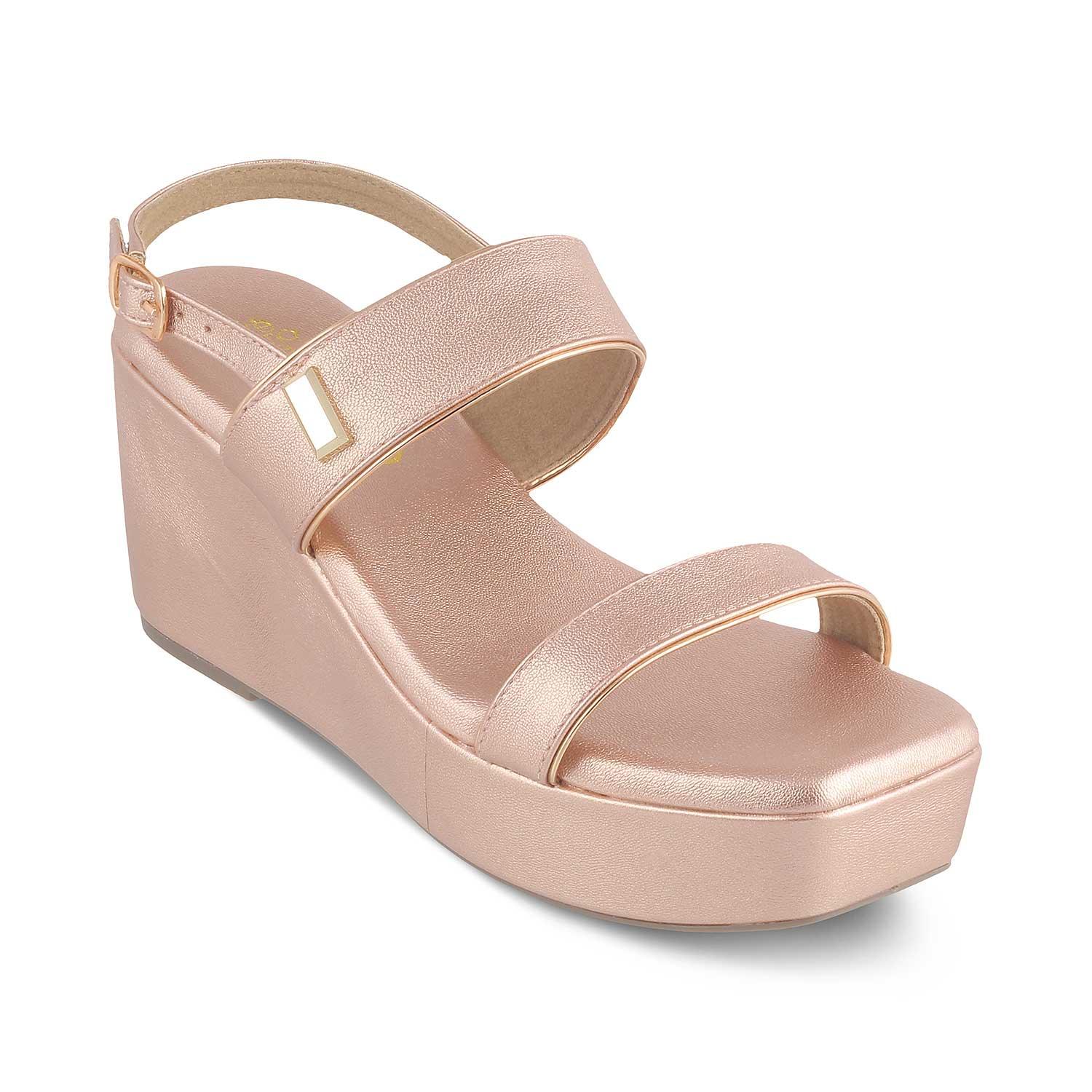 The Meteor Champagne Women's Dress Wedge Sandals Tresmode - Tresmode