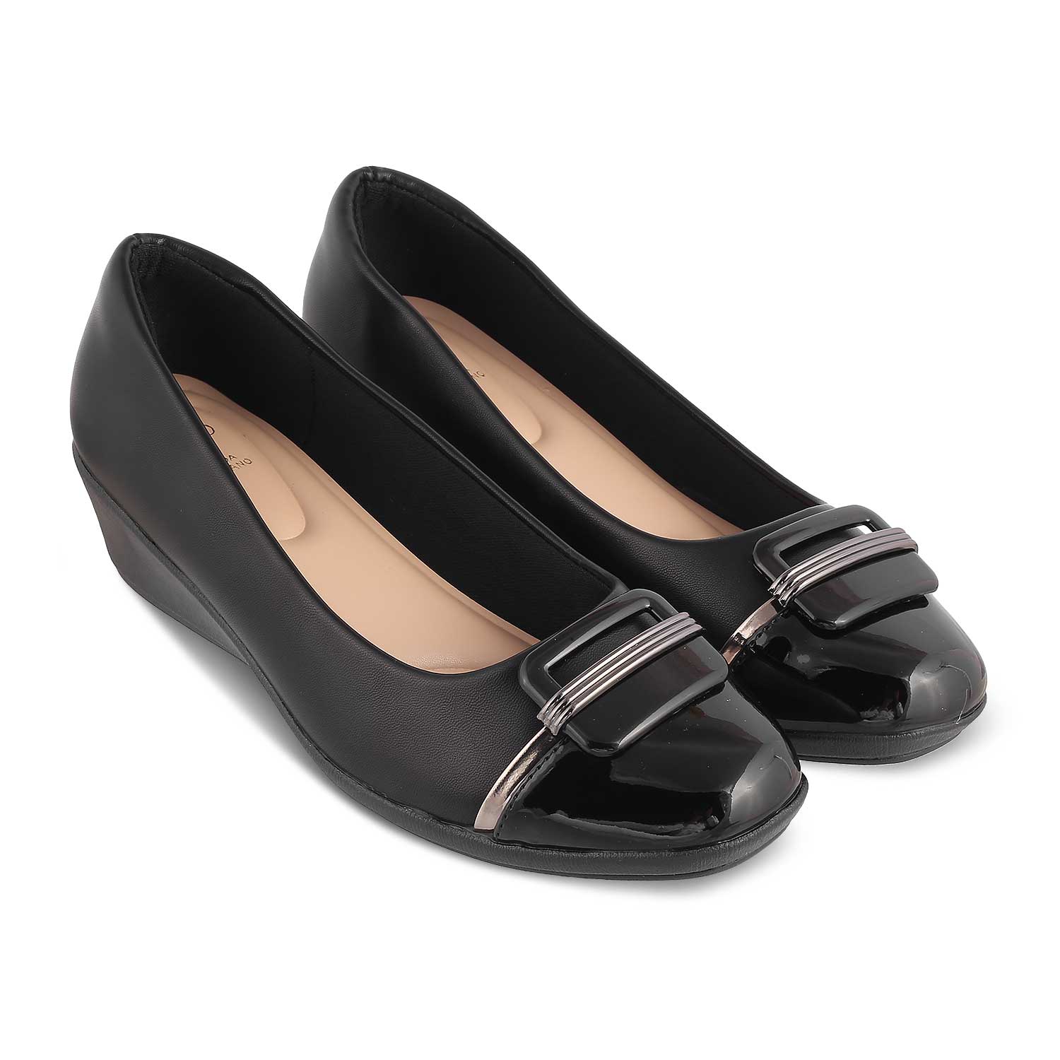 The Mian Black Women's Dress Ballerina Wedges Tresmode - Tresmode