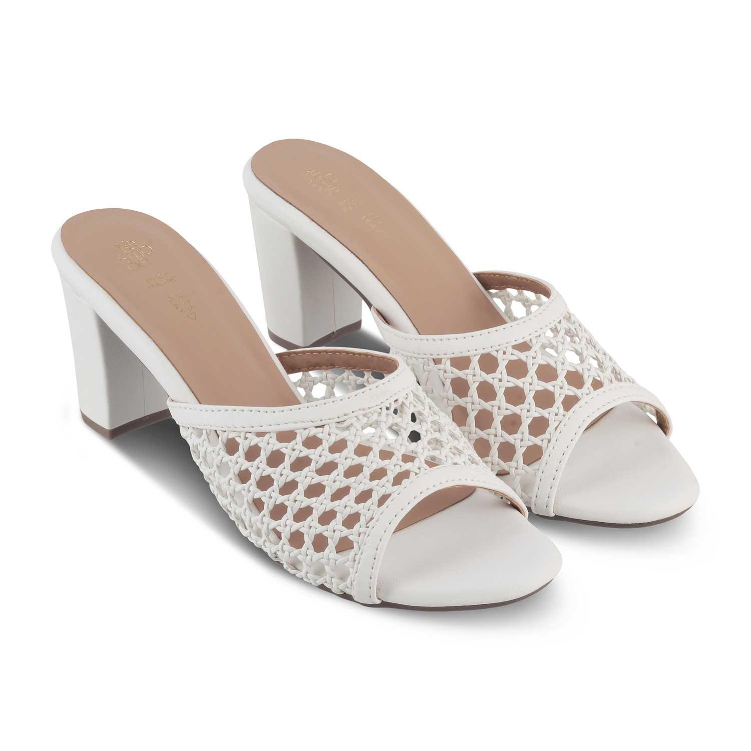 The Miko White Women's Dress Block Heel Sandals Tresmode - Tresmode