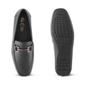 The Milane Black Men's Leather Loafers Tresmode - Tresmode