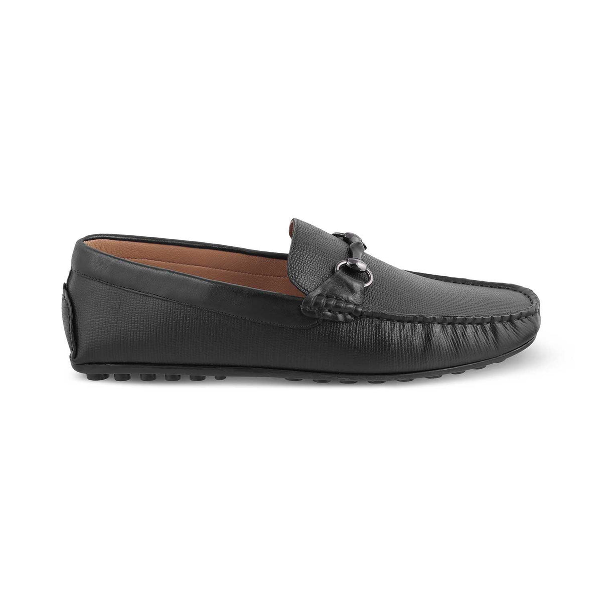 The Mills Black Men's Leather Driving Loafers Tresmode - Tresmode