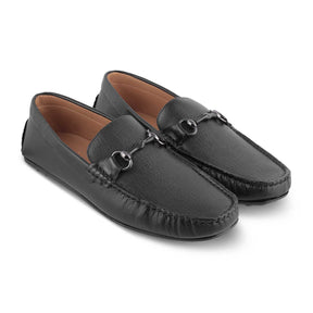 The Mills Black Men's Leather Driving Loafers Tresmode - Tresmode