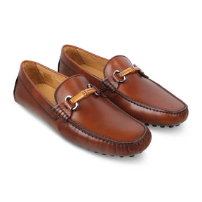 The Mirocleto Brown Men's Handcrafted Leather Driving Loafers Tresmode - Tresmode