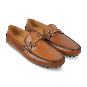 The Mirocleto Tan Men's Handcrafted Leather Driving Loafers Tresmode - Tresmode