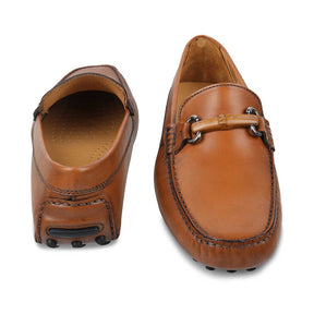 The Mirocleto Tan Men's Handcrafted Leather Driving Loafers Tresmode - Tresmode