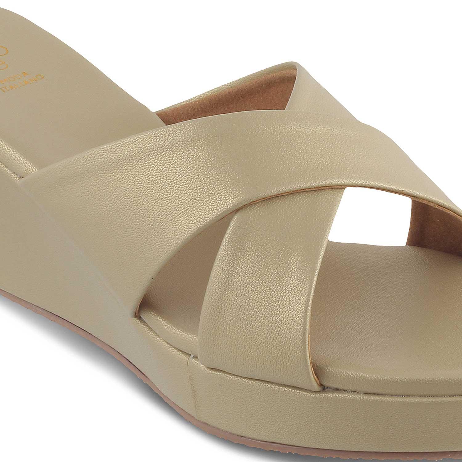 The Montpr Champagne Women's Dress Wedge Sandals Tresmode - Tresmode