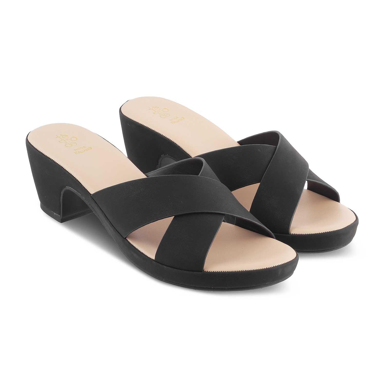 The Montreal Black Women's Casual Block Heel Sandals Tresmode - Tresmode