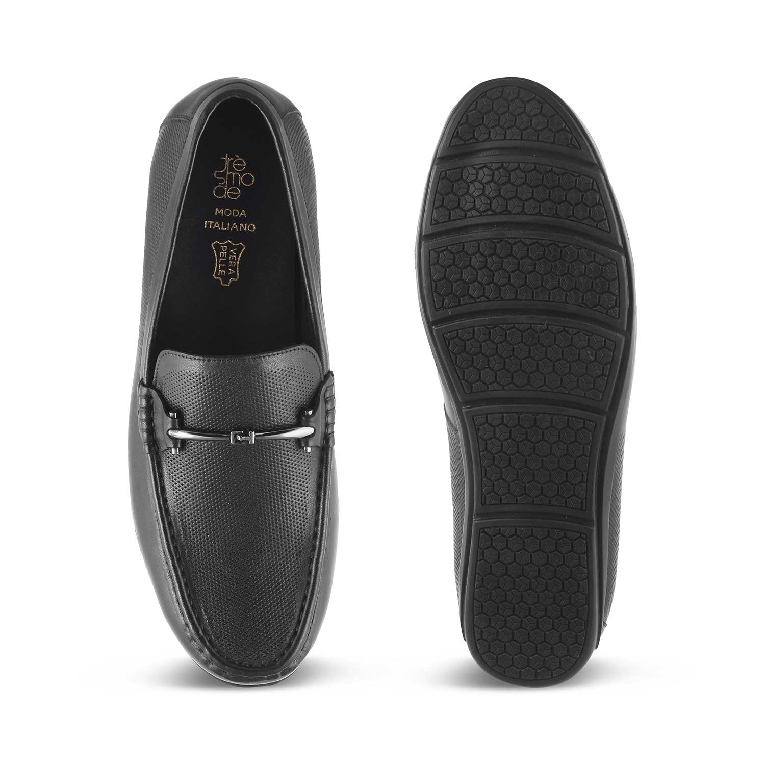 The Nimbia Black Men's Leather Loafers Tresmode - Tresmode