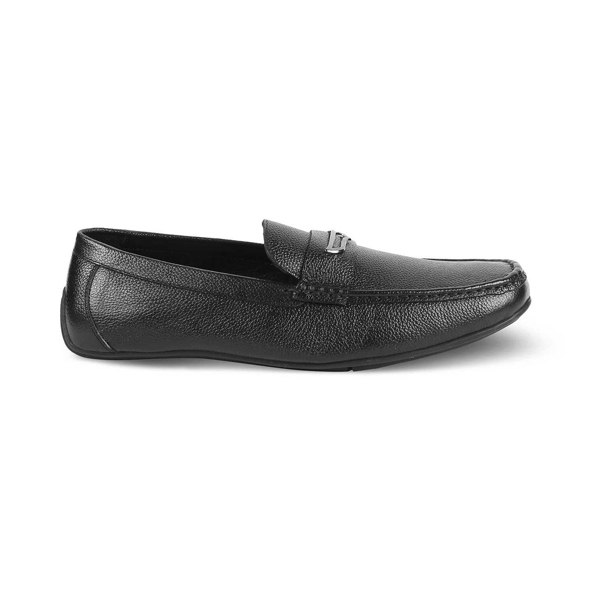 The Odry Black Men's Leather Driving Loafers Tresmode - Tresmode