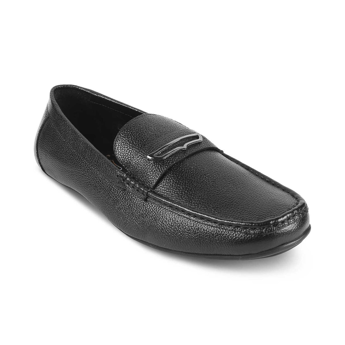 The Odry Black Men's Leather Driving Loafers Tresmode - Tresmode