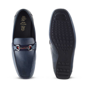 The Ondrive Blue Men's Leather Driving Loafers Tresmode - Tresmode