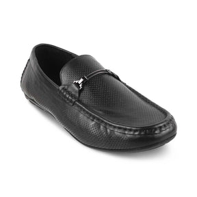 The Open-2 Black Men's Leather Loafers Tresmode - Tresmode