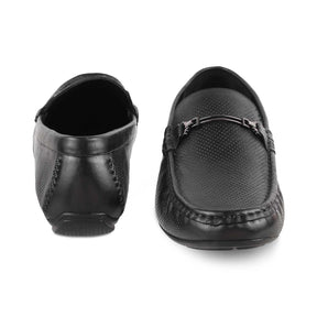 The Open-2 Black Men's Leather Loafers Tresmode - Tresmode