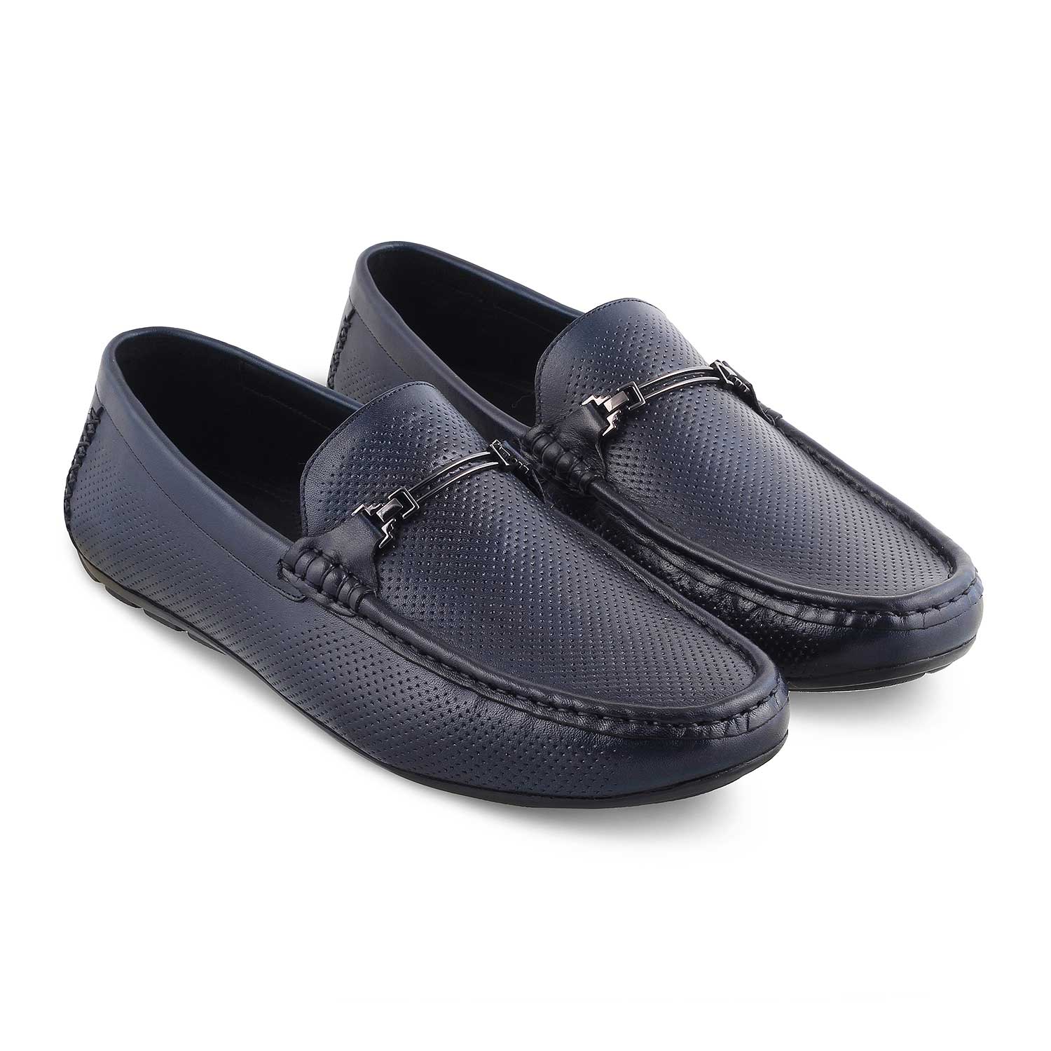 The Open-2 Blue Men's Leather Loafers Tresmode - Tresmode