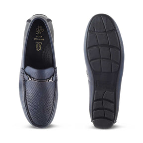 The Open-2 Blue Men's Leather Loafers Tresmode - Tresmode