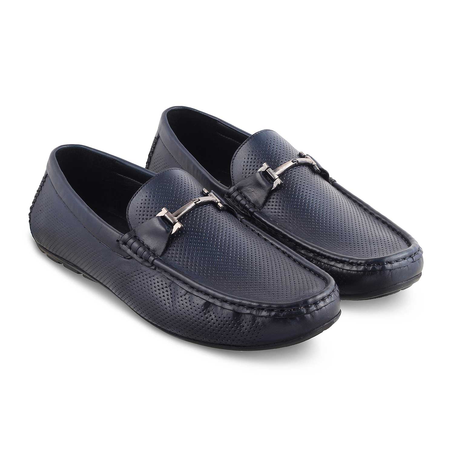 The Osteel Blue Men's Leather Driving Loafers Tresmode - Tresmode