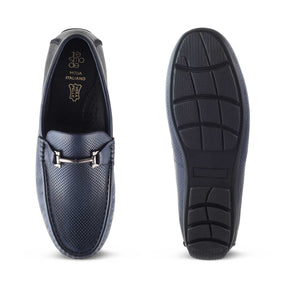 The Osteel Blue Men's Leather Driving Loafers Tresmode - Tresmode