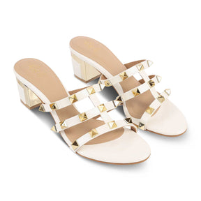 The Palma White Women's Dress Block Heel Sandals Tresmode - Tresmode