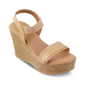 The Parigi Beige Women's Dress Wedge Sandals Tresmode - Tresmode