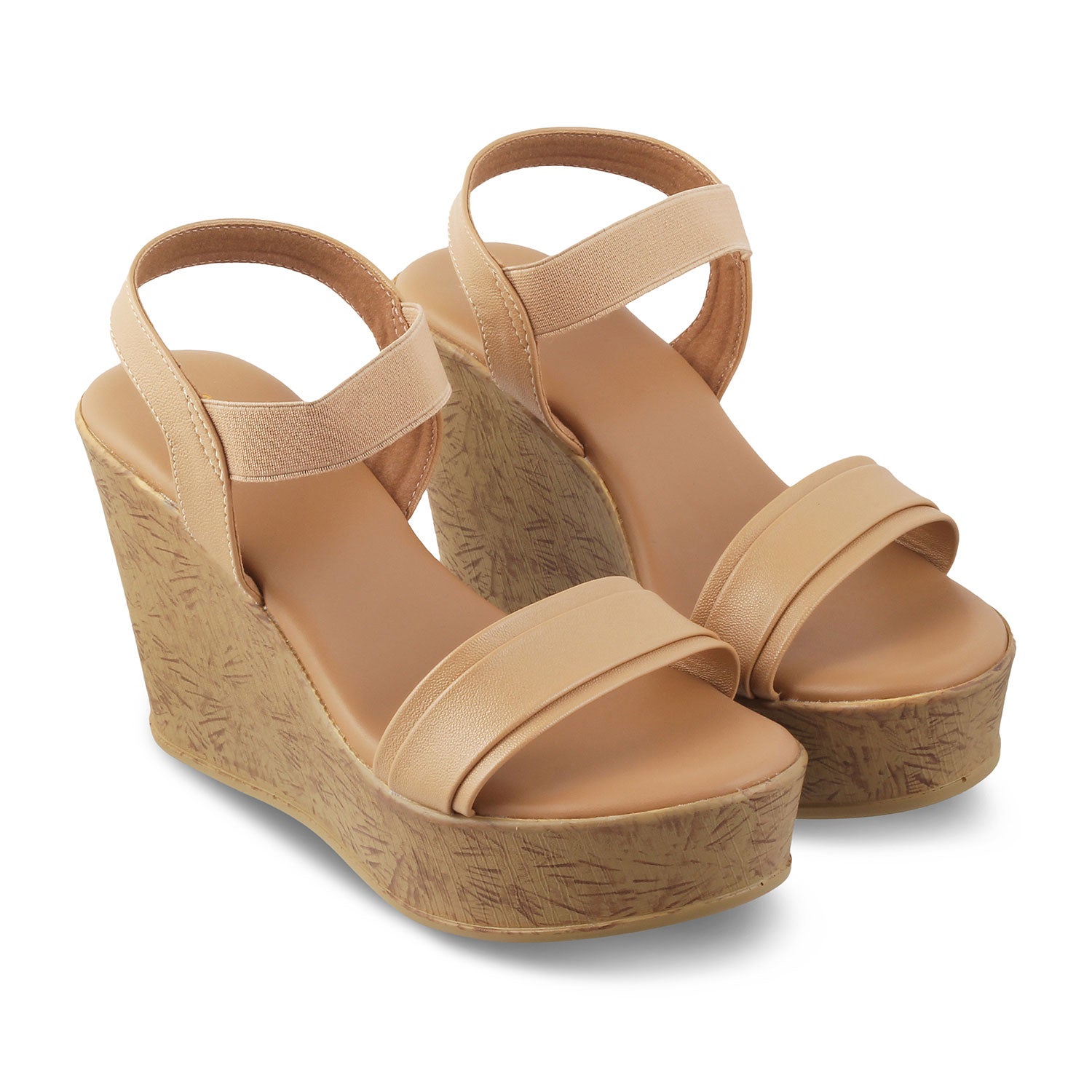 The Parigi Beige Women's Dress Wedge Sandals Tresmode - Tresmode