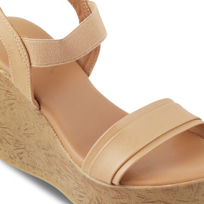 The Parigi Beige Women's Dress Wedge Sandals Tresmode - Tresmode