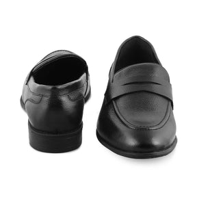 The Paris Black Men's Leather Penny Loafers Tresmode - Tresmode