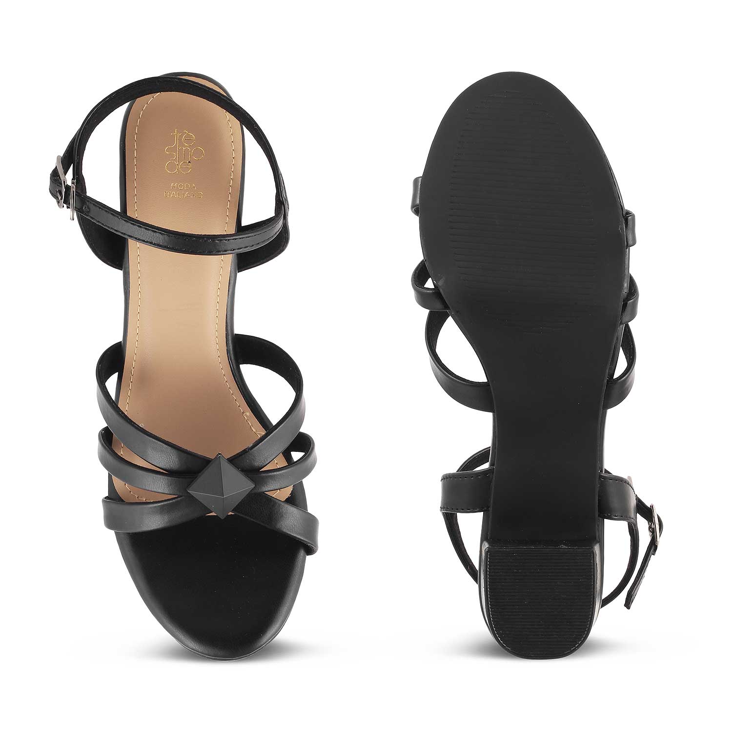 The Parma Black Women's Dress Block Heel Sandals Tresmode - Tresmode