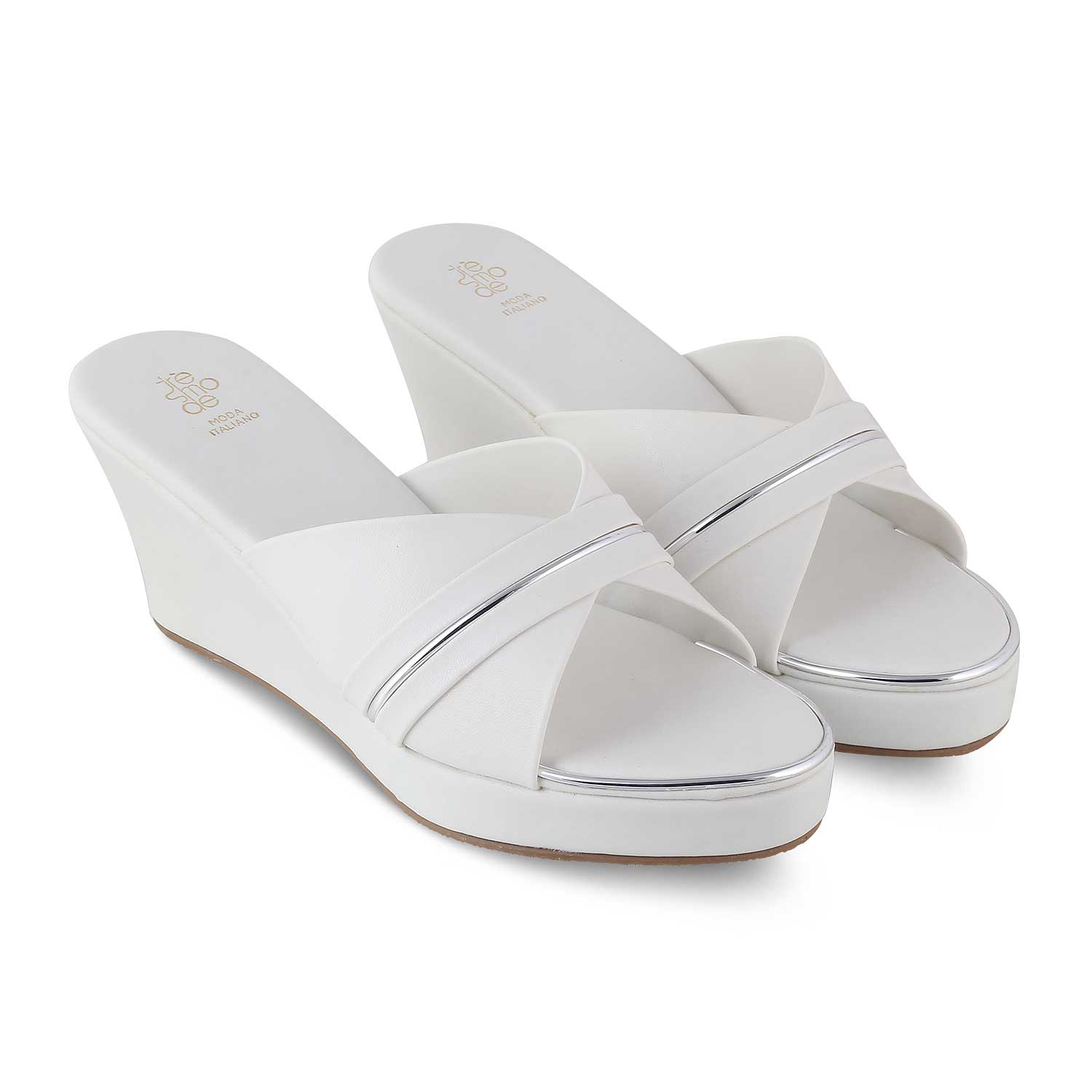 The Patty White Women's Dress Wedge Sandals Tresmode - Tresmode