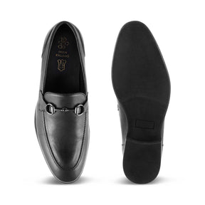 The Pierre Black Men's Leather Horse-Bit Loafers Tresmode - Tresmode