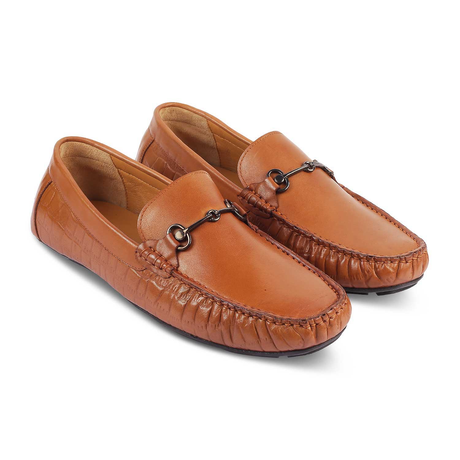 The Port Tan Men's Leather Driving Loafers Tresmode - Tresmode