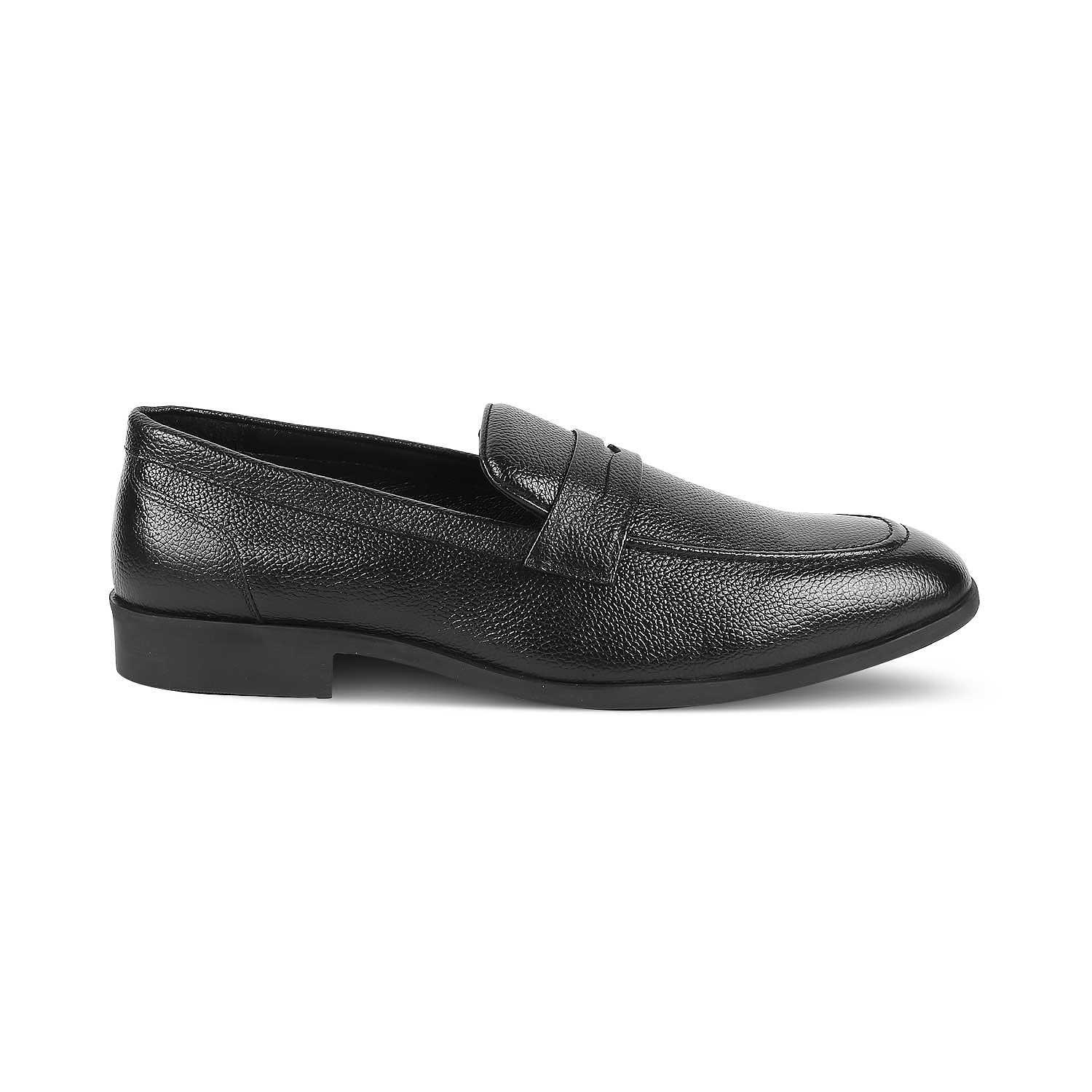 The Quebec Black Men's Leather Loafers Tresmode - Tresmode