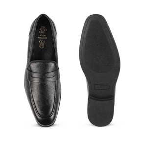 The Quebec Black Men's Leather Loafers Tresmode - Tresmode