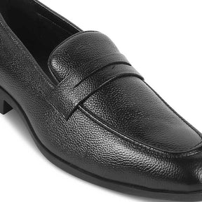 The Quebec Black Men's Leather Loafers Tresmode - Tresmode