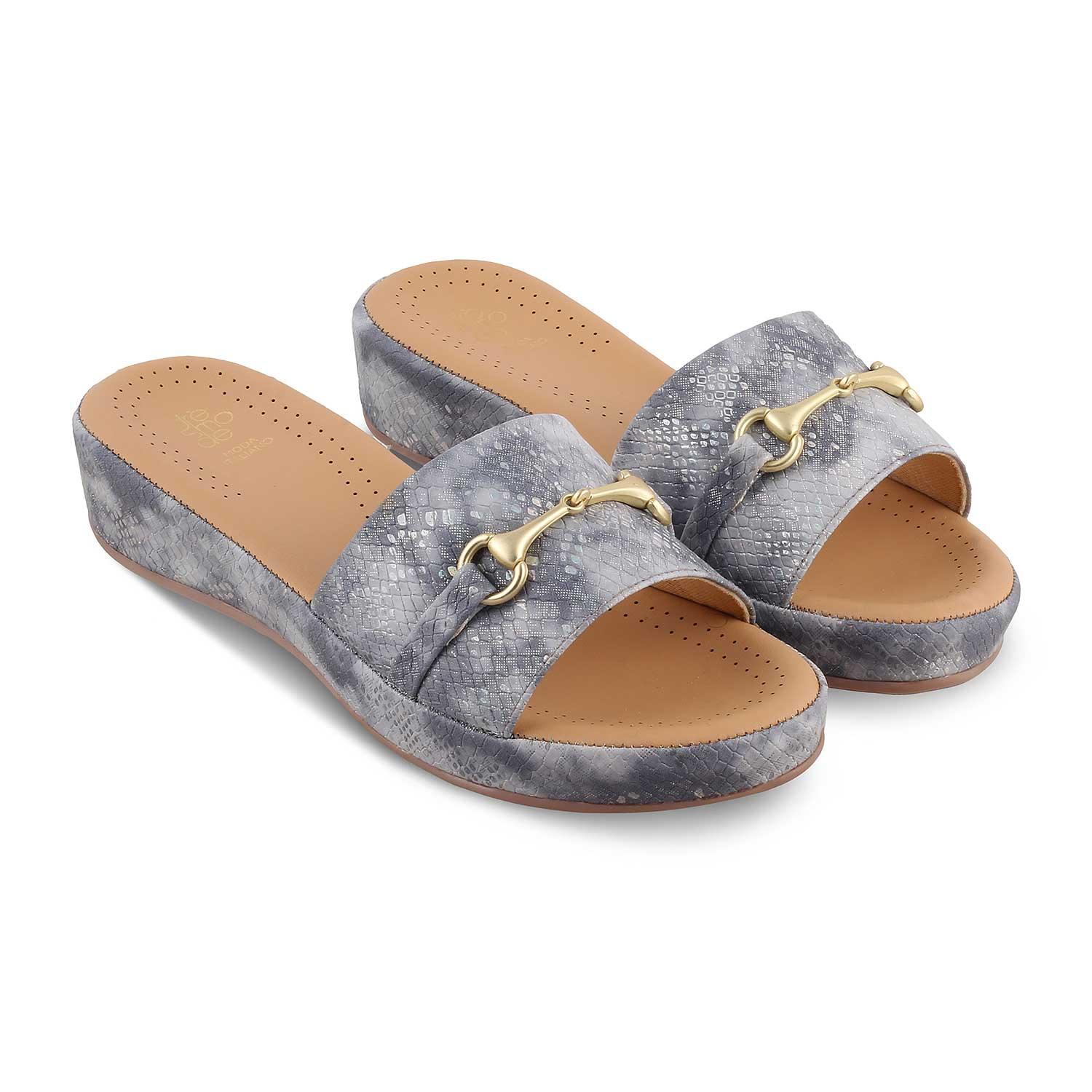 The Rec Grey Women's Dress Wedge Sandals Tresmode - Tresmode