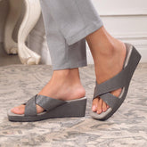 The Rew Grey Women's Dress Wedge Sandals Tresmode - Tresmode