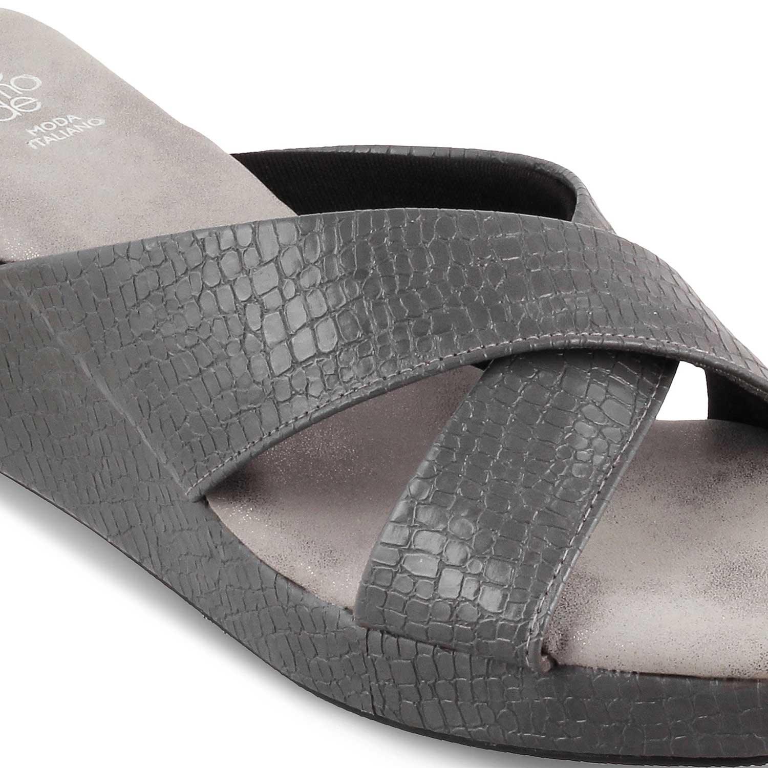 The Rew Grey Women's Dress Wedge Sandals Tresmode - Tresmode