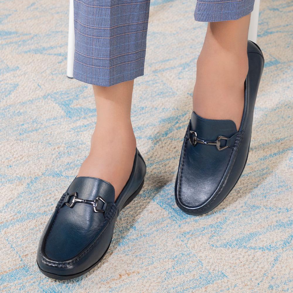 The Rhodes Blue Men's Leather Driving Loafers Tresmode - Tresmode